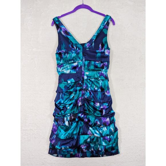 Express Design Studio Vintage Women's Purple Blue Silk Ruched Mini Dress Size 6 - Picture 5 of 12